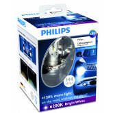 Светодиодные лампы головного света Philips LED H4 X-treme Ultinon 6200K, комплект 2 шт, 12953BWX2